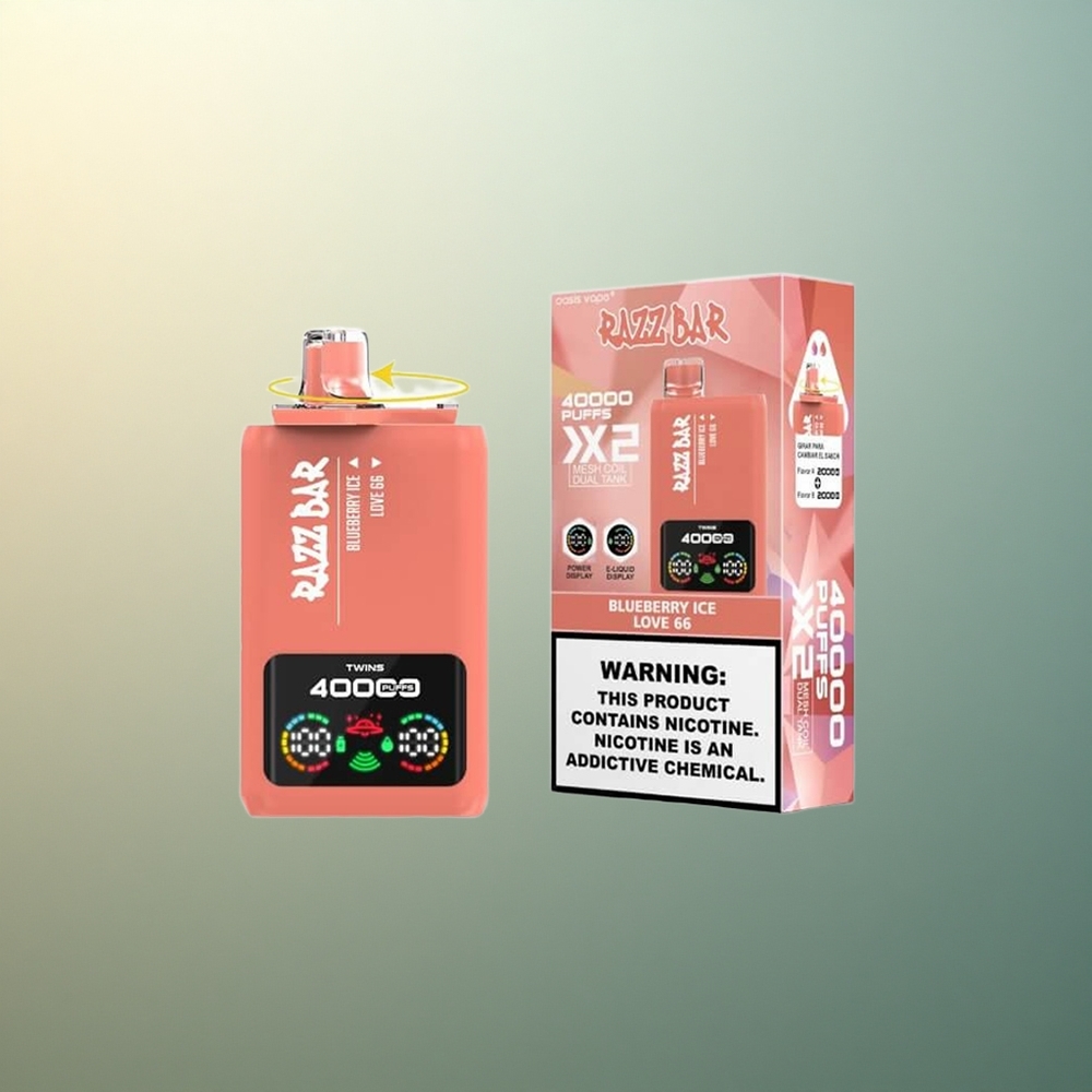 Razz Bar 40000 Puffs Blueberry Ice - Love 66 with Mesh Coil and 5% Nicotine