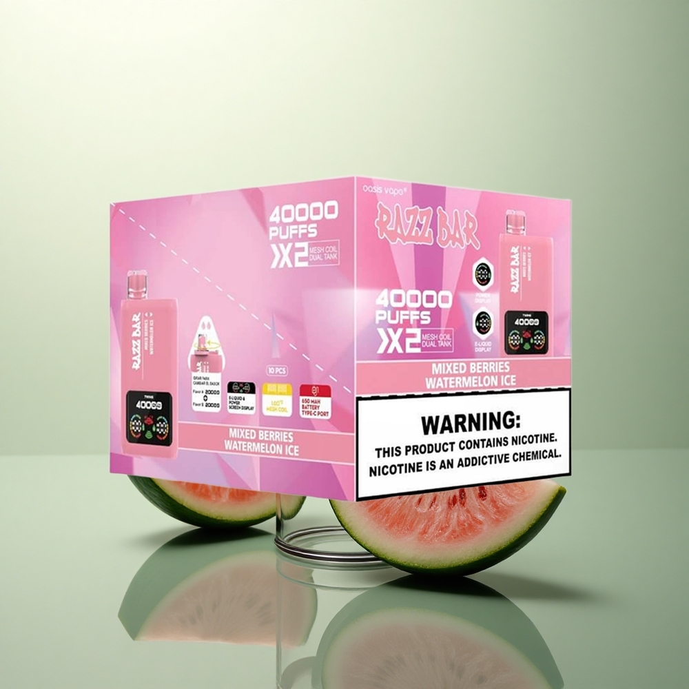 Razz Bar 40000 Puffs Mixed Berries - Watermelon Ice with 650mAh Battery & 5% Nicotine