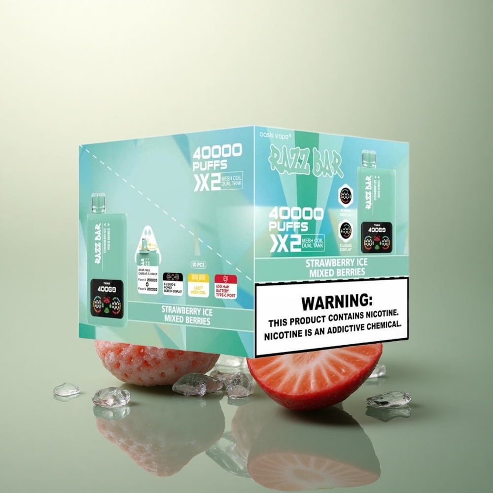 Razz Bar 40000 Puffs Strawberry Ice - Mixed Berries with Mesh Coil and 650mAh Battery