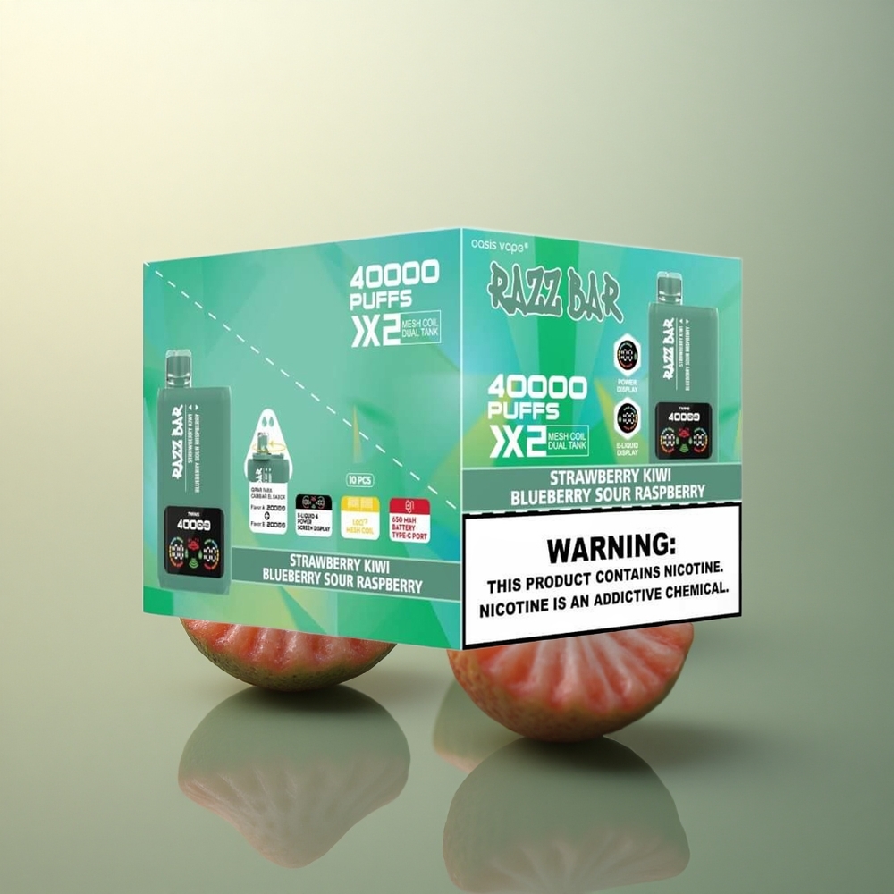Razz Bar 40000 Puffs Strawberry Kiwi - Blueberry Sour Raspberry 650mAh Mesh Coil 5% Nicotine