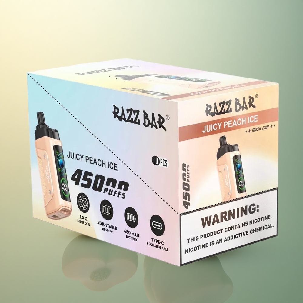 Razz Bar 45000 Puffs Juicy Peach Ice Mesh Coil 20mg Nicotine