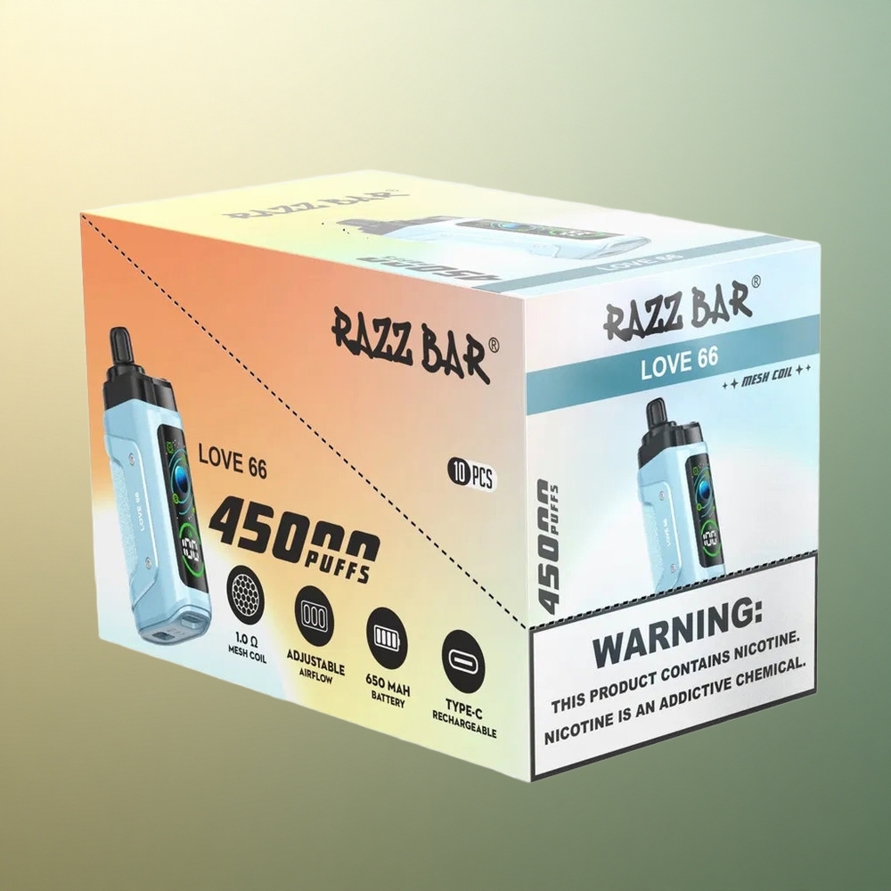 Razz Bar 45000 Puffs Love 66 Rechargeable 650mAh Adjustable Airflow