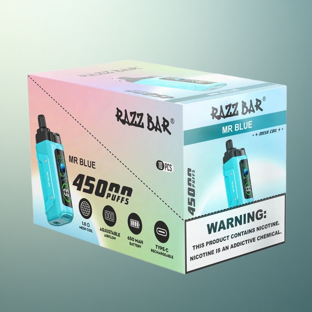 Razz Bar 45000 Puffs Mr Blue Mesh Airflow 650mAh