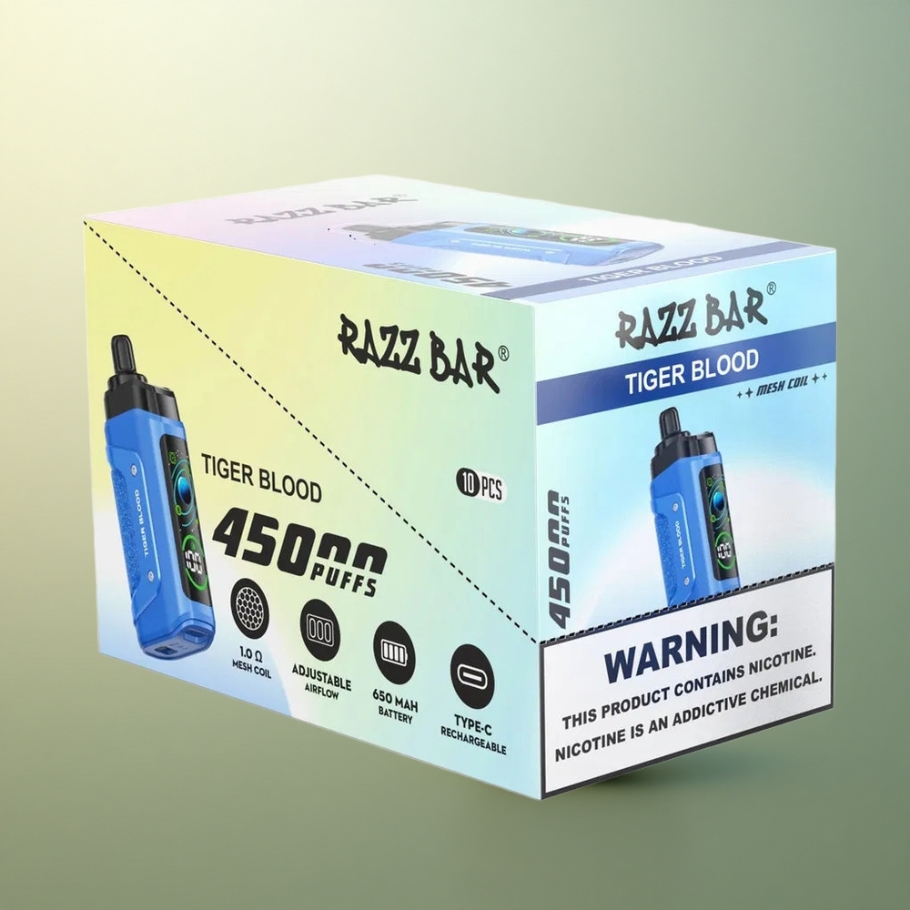 Razz Bar 45000 Puffs Tiger Blood Mesh Coil Type-C Rechargeable Vape
