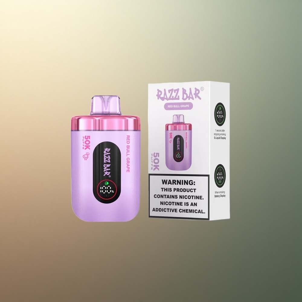 Razz Bar 50K Puffs Grape Mesh Coil 650mAh 2% Nicotine