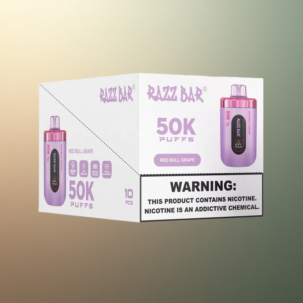 Razz Bar 50K Puffs Grape Mesh Coil 650mAh 2% Nicotine