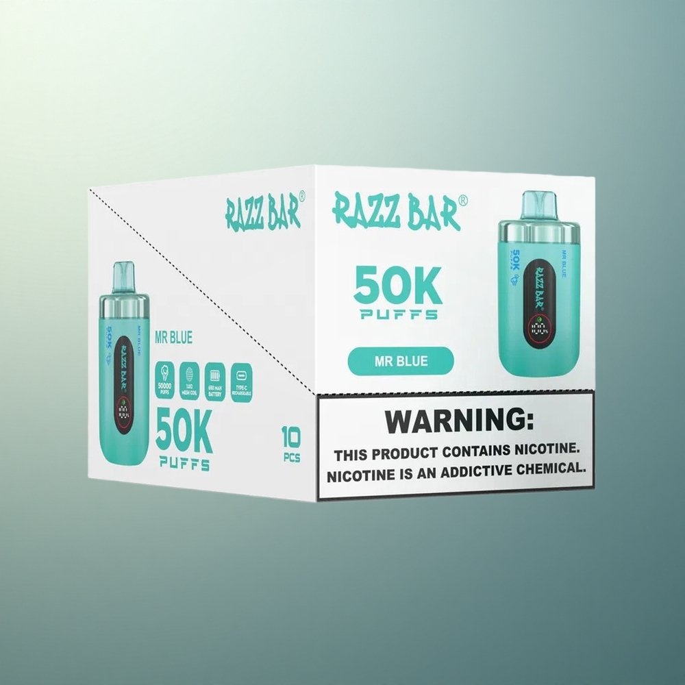 Razz Bar 50K Puffs Mr Blue Mesh Coil 650mAh Nicotine 2%
