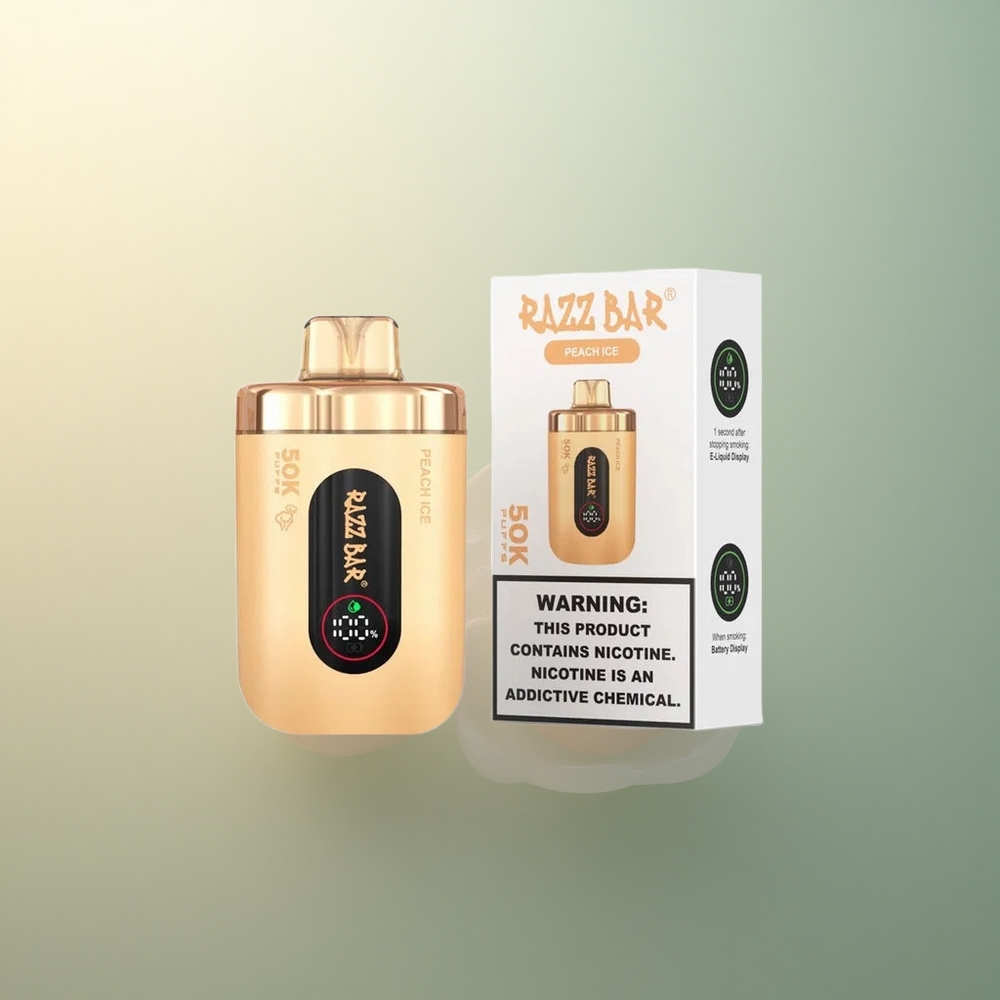 Razz Bar 50K Puffs Peach Ice 1.0 Ohm Mesh Coil 650mAh