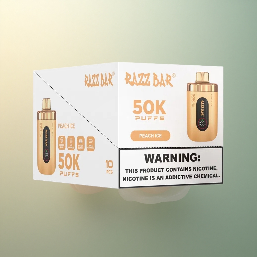Razz Bar 50K Puffs Peach Ice 1.0 Ohm Mesh Coil 650mAh
