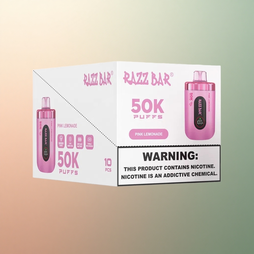 Razz Bar 50K Puffs Pink Lemonade Mesh Coil 650mAh 2% Nicotine