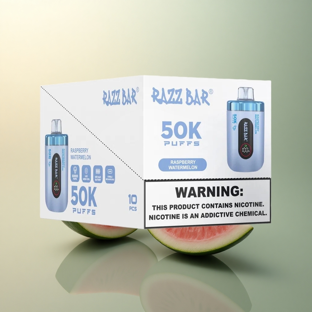 Razz Bar 50K Puffs Raspberry Watermelon Mesh 650mAh 2% Nicotine