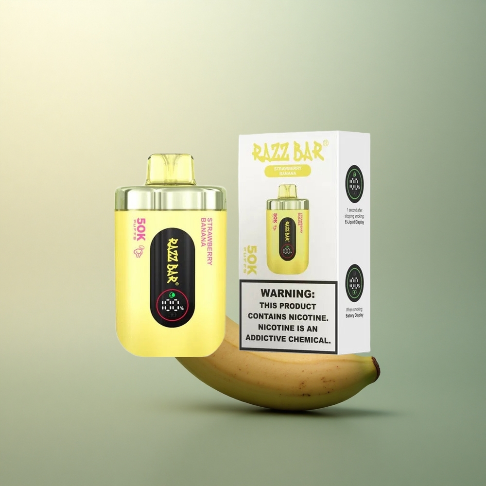 Razz Bar 50K Puffs Strawberry Banana Mesh Coil 2% Nicotine 650mAh