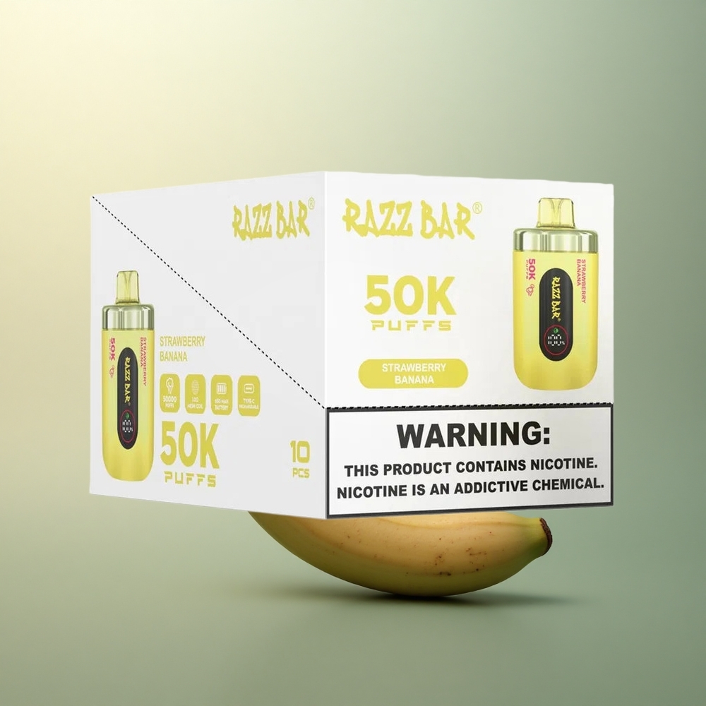 Razz Bar 50K Puffs Strawberry Banana Mesh Coil 2% Nicotine 650mAh