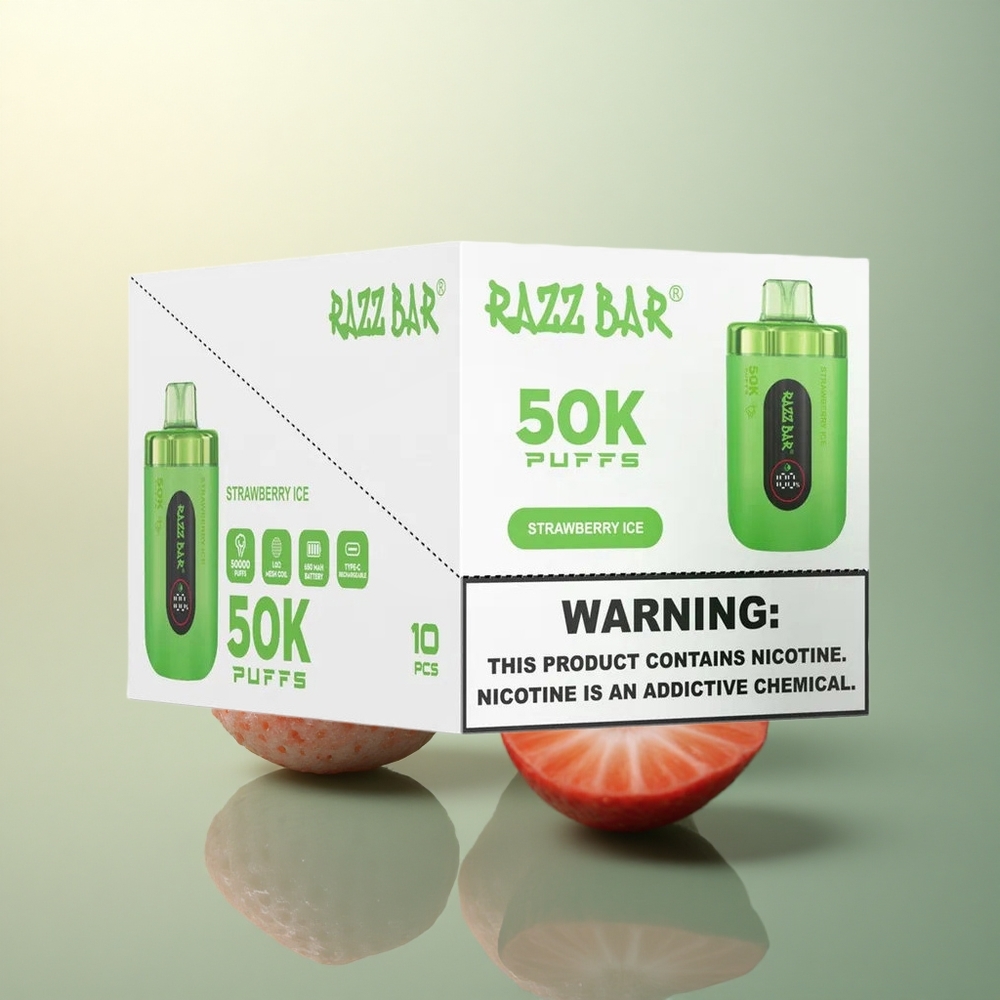 Razz Bar 50K Puffs Strawberry Ice Mesh 650mAh 2% Nicotine