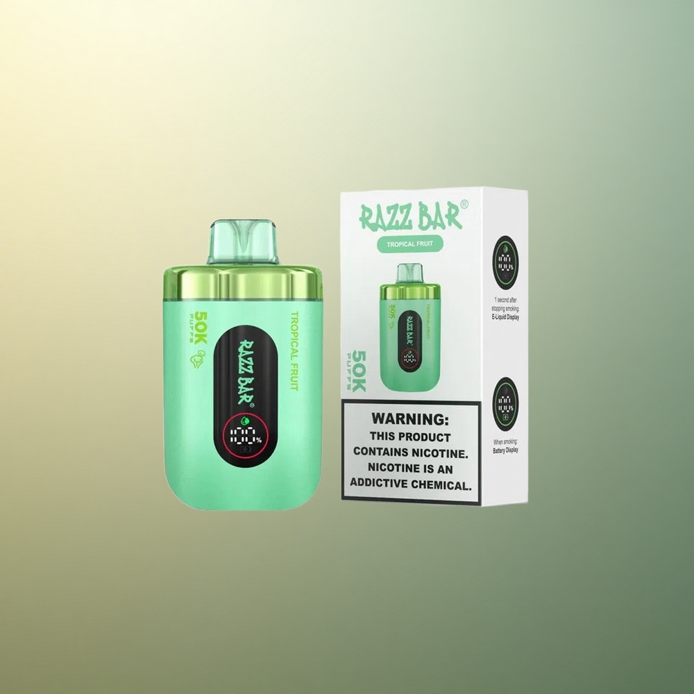 Razz Bar 50K Puffs Tropical Fruit 1.0 Ohm Mesh Coil 650mAh 2% Nicotine