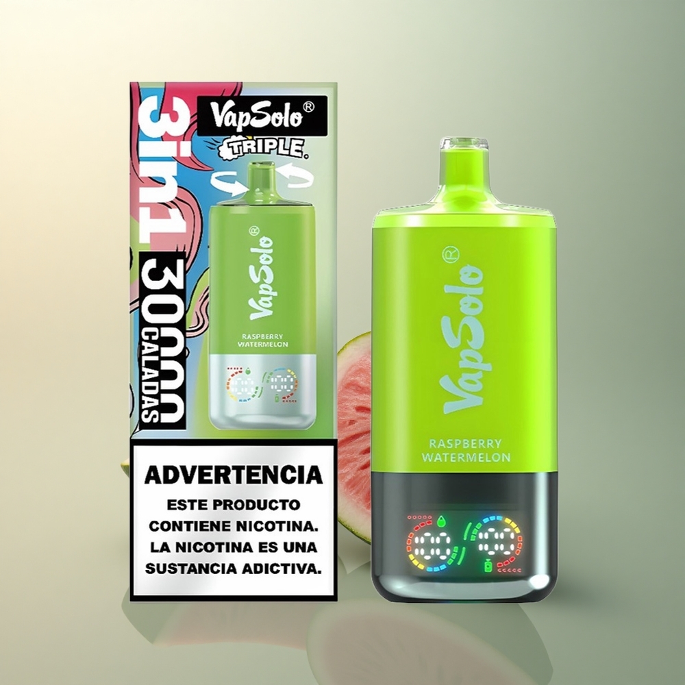 Vapsolo Triple 30000 Puffs Raspberry Watermelon Triple Tank 40ml Nicotine