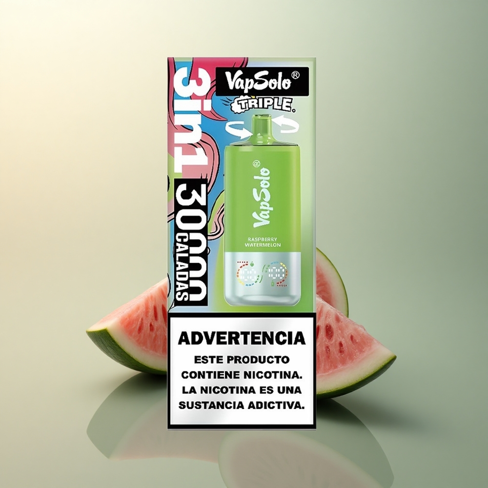 Vapsolo Triple 30000 Puffs Raspberry Watermelon Triple Tank 40ml Nicotine
