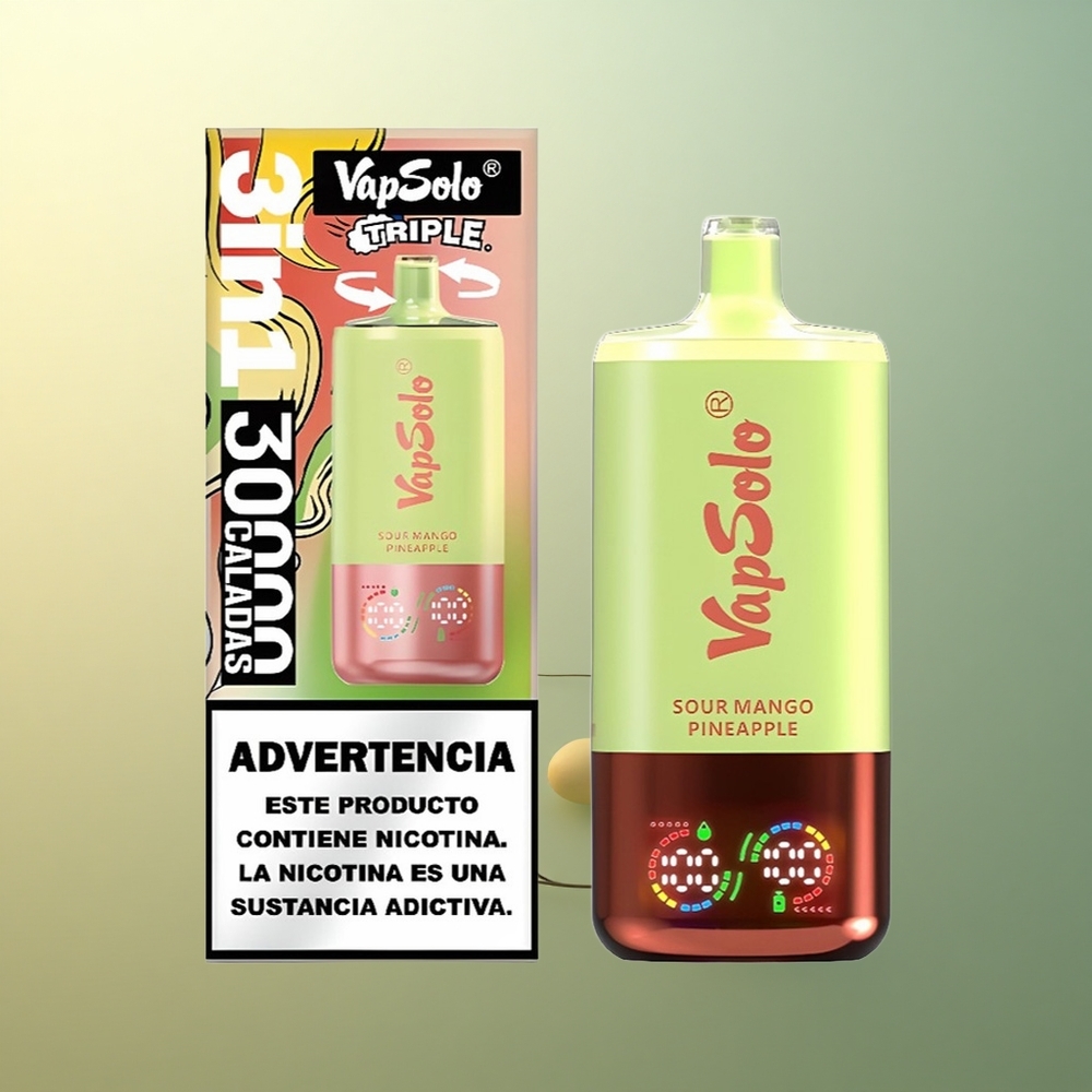 Vapsolo Triple 30000 Puffs Sour Mango Pineapple 40ml Type-C 20mg Nicotine