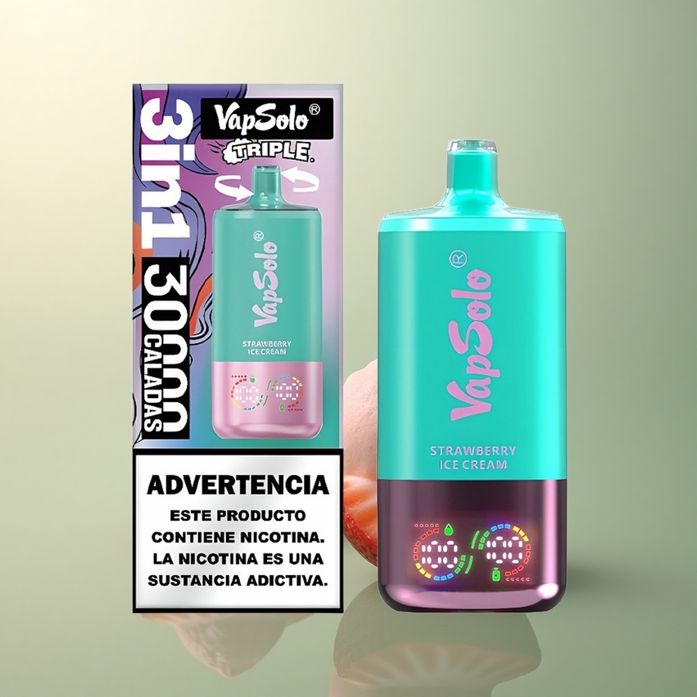 Vapsolo Triple 30000 Puffs Strawberry Ice Cream 40ml Nicotine 20mg/ml Type-C