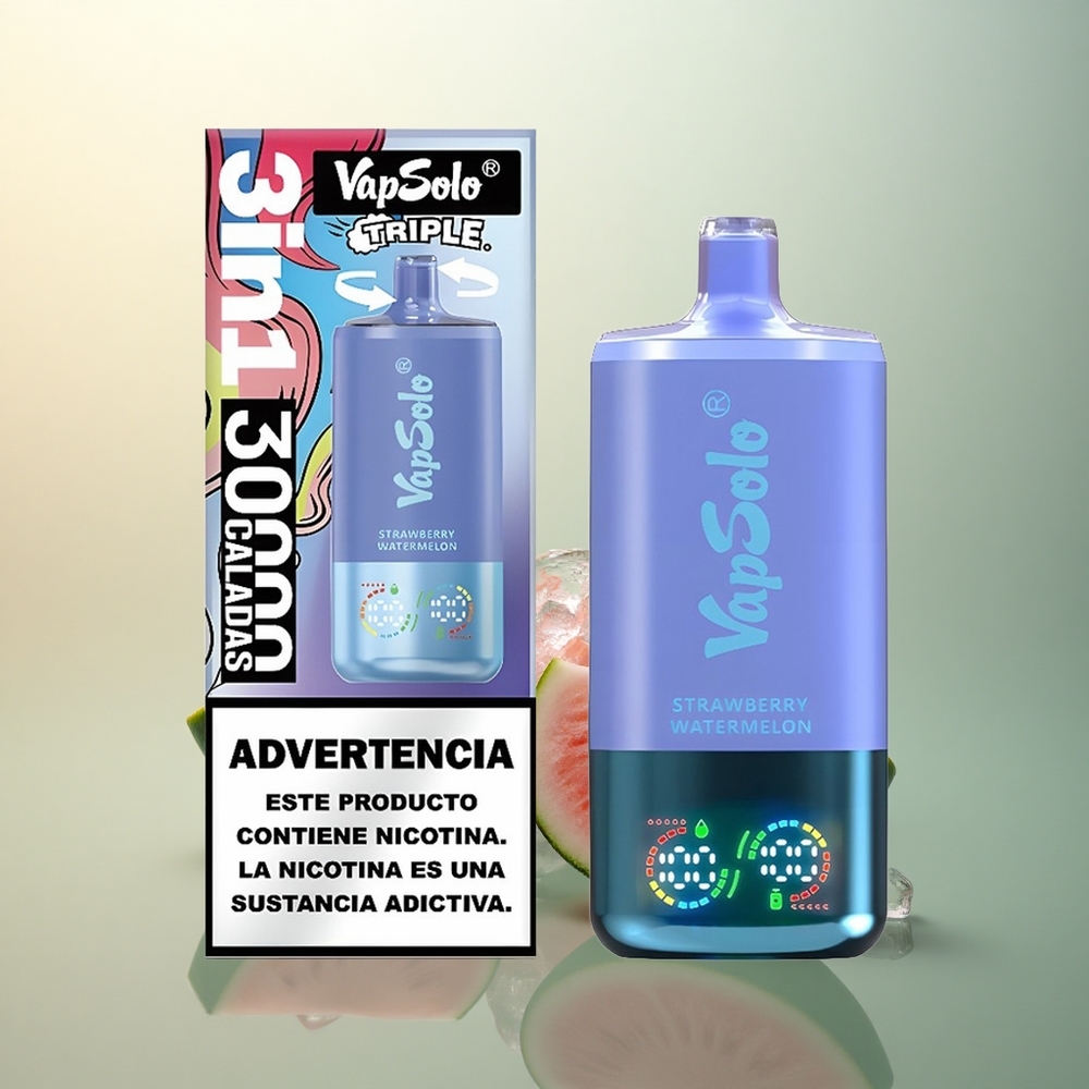 Vapsolo Triple 30000 Puffs Strawberry Watermelon & Blueberry Ice 40ml Nicotine 20mg/ml Type-C