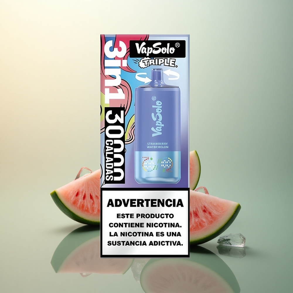 Vapsolo Triple 30000 Puffs Strawberry Watermelon & Blueberry Ice 40ml Nicotine 20mg/ml Type-C
