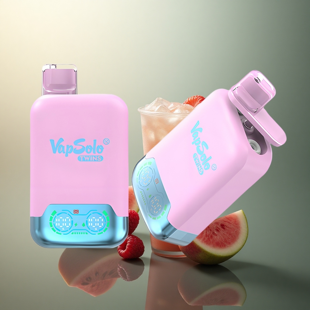 Vapsolo Twins 20000 Puffs Black Ice Dragon Fruit Strawberry & Raspberry Watermelon 40ml Dual Tank Nicotine 20mg/ml Type-C