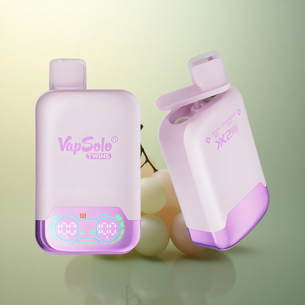 Vapsolo Twins 20000 Puffs Grape Ice & Strawberry Kiwi Dual Tank 40ml 50mg Nicotine